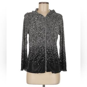 Christopher & Banks Zip up hoodie Black White Sz Med